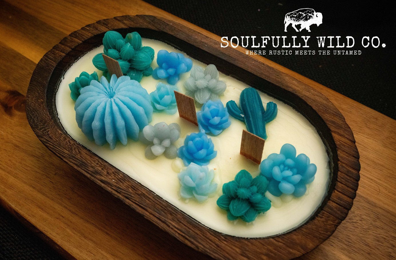 Soulful Handcrafted Soy Candles - Dough Bowl Blue/Teal Tones