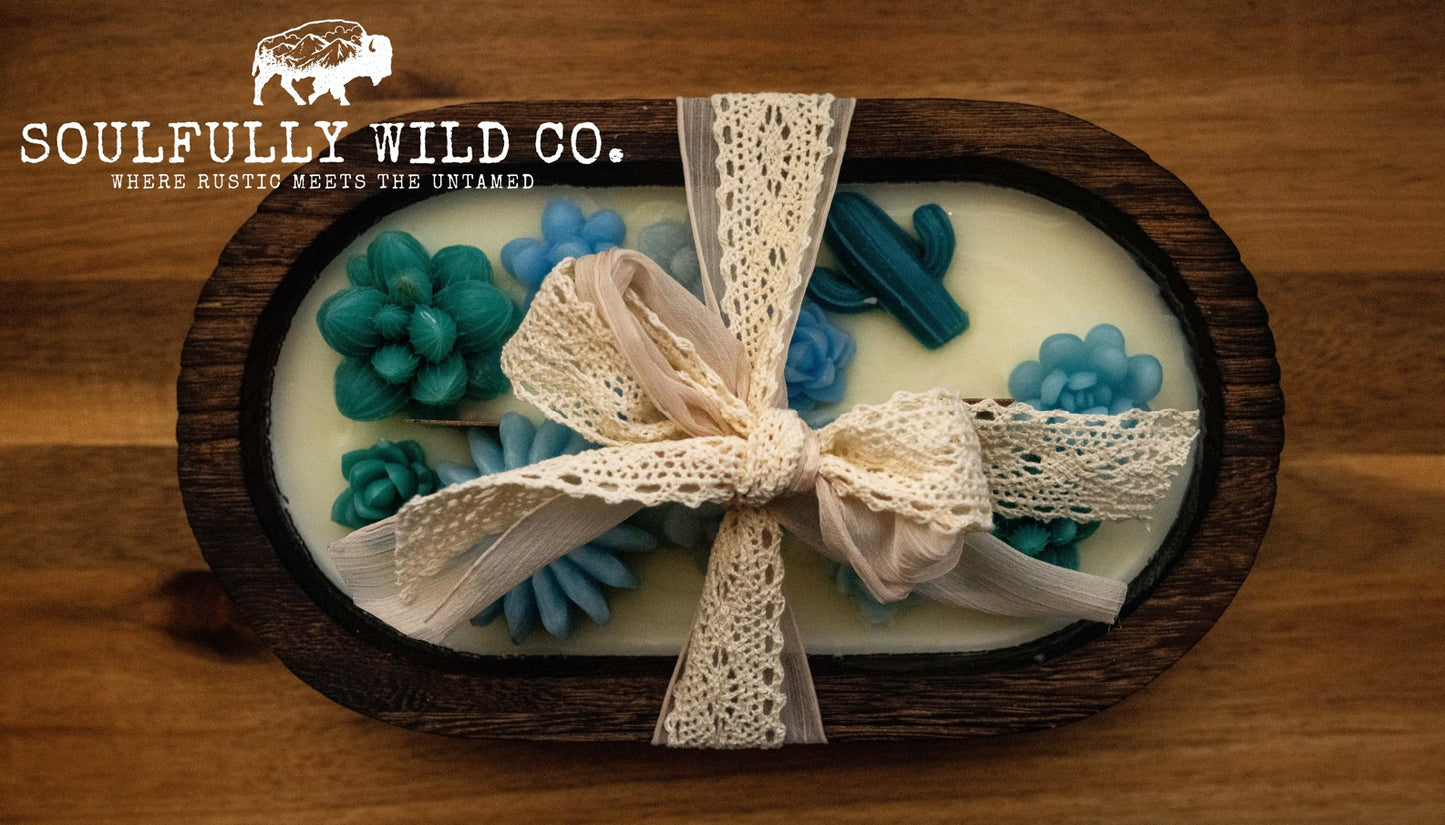 Soulful Handcrafted Soy Candles - Dough Bowl Blue/Teal Tones