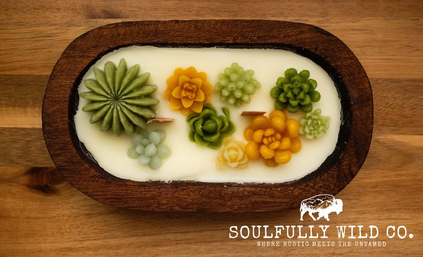 Soulful Handcrafted Soy Candles - Dough Bowl Yellow and Green Tones