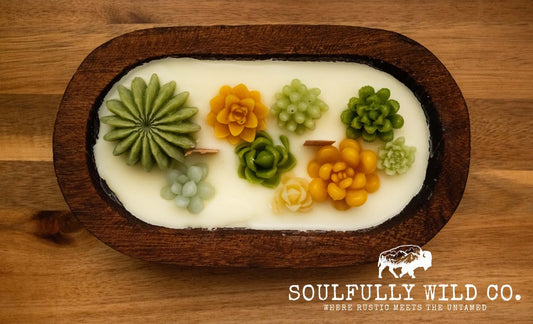 Soulful Handcrafted Soy Candles - Dough Bowl Yellow and Green Tones