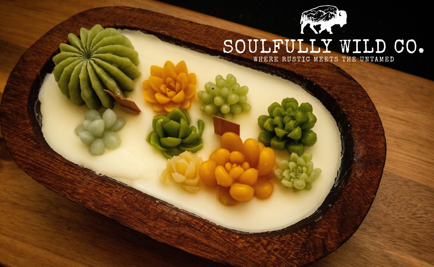 Soulful Handcrafted Soy Candles - Dough Bowl Yellow and Green Tones
