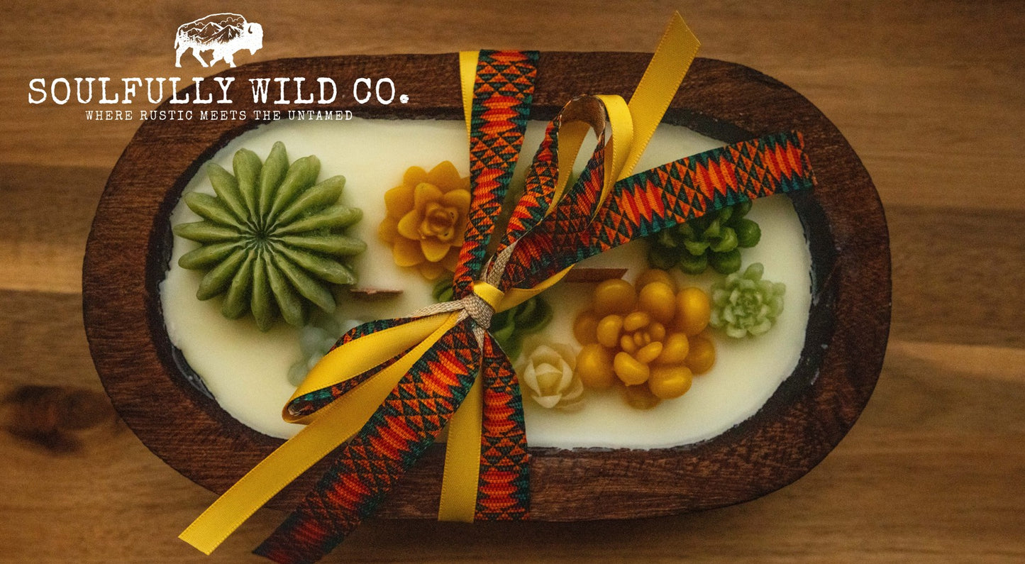 Soulful Handcrafted Soy Candles - Dough Bowl Yellow and Green Tones