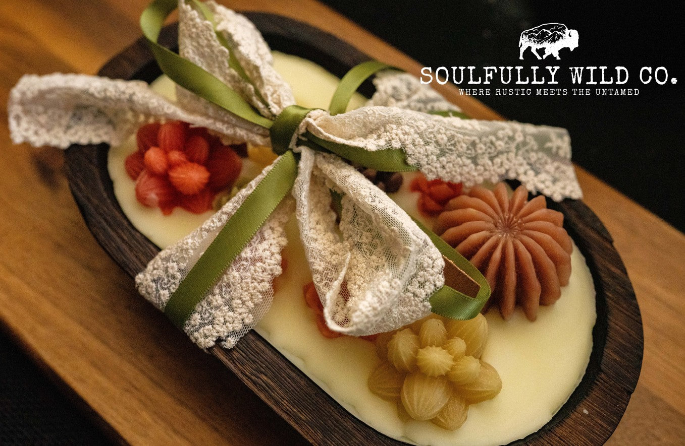 Soulful Handcrafted Soy Candles - Dough Bowl Yellow, Green, Orange with Brown Tones