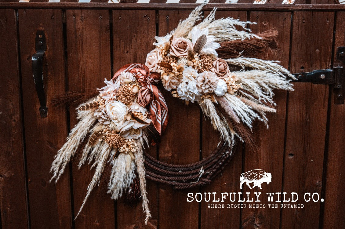 Western Soulful Rope Wreath  "Rust & Reins"