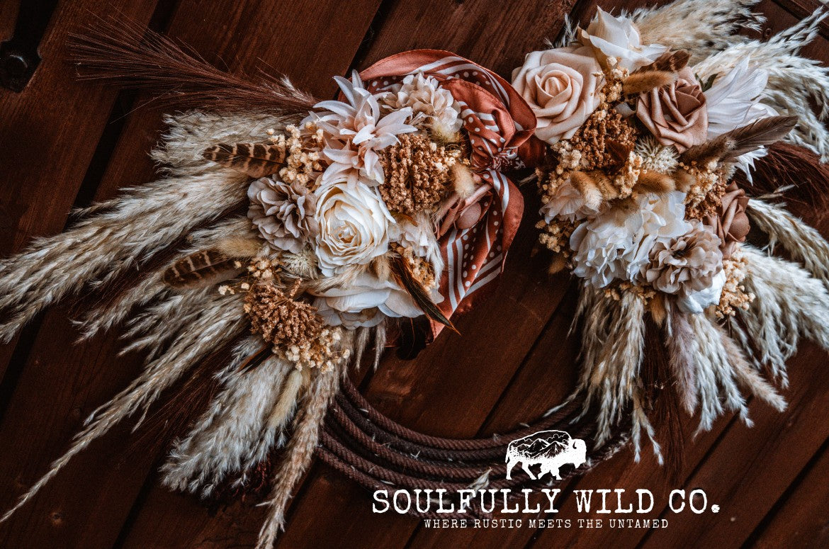 Western Soulful Rope Wreath  "Rust & Reins"