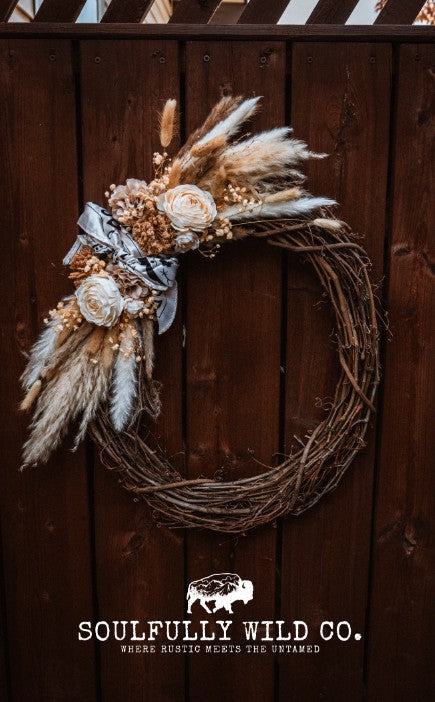 Western Soulful Vine Wreath  "Ivory Ridge"