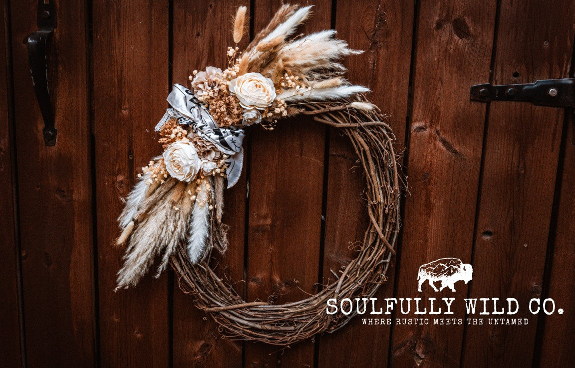Western Soulful Vine Wreath  "Ivory Ridge"