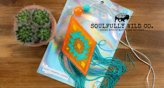 Diamond Aztec with Turquoise Fringe