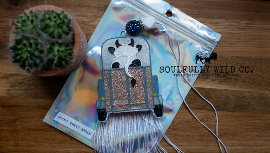 Soulful Air Freshener: Cow in a Trailer (Discounted)