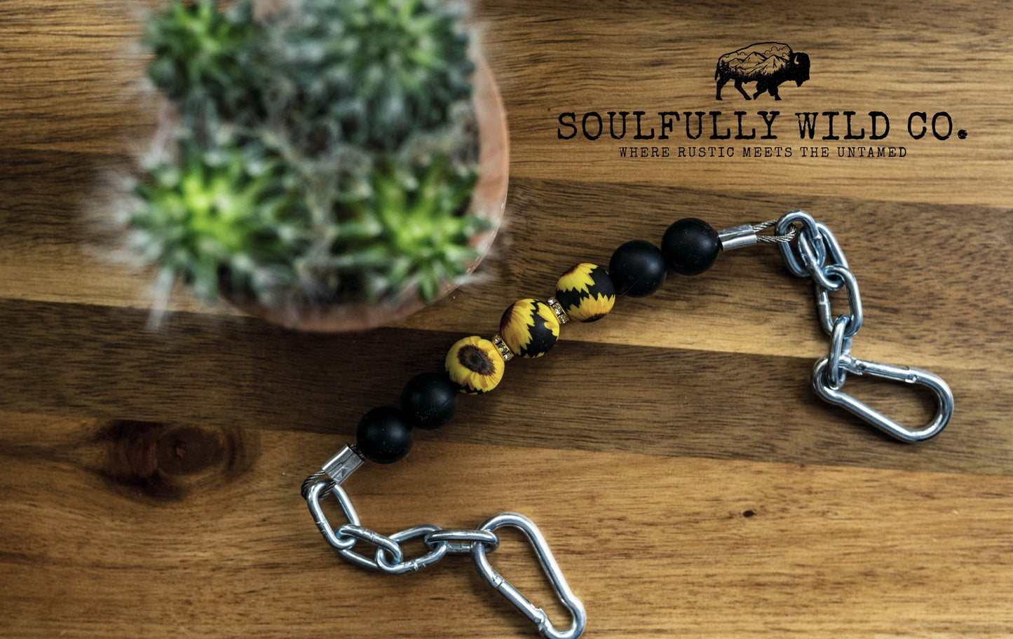 Soulful Equine Curb Strap - Black and Sunflower Print