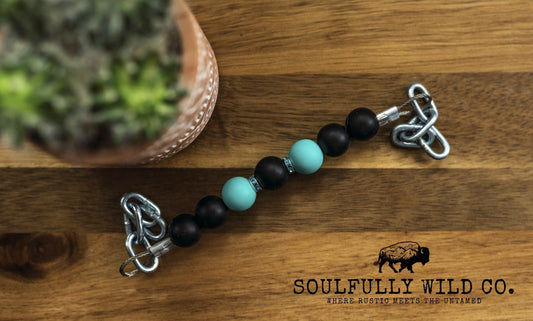 Soulful Equine Curb Strap - Black, Turquoise with spacers