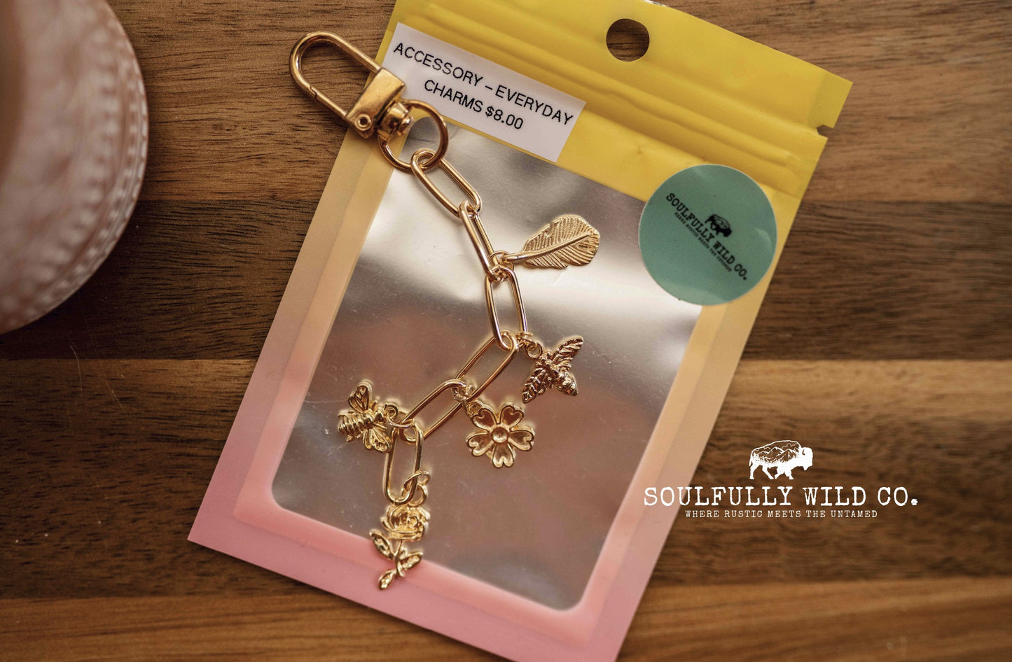 Everyday Charm - Rose, Bee, Flowers, Bee and Feather (Gold)