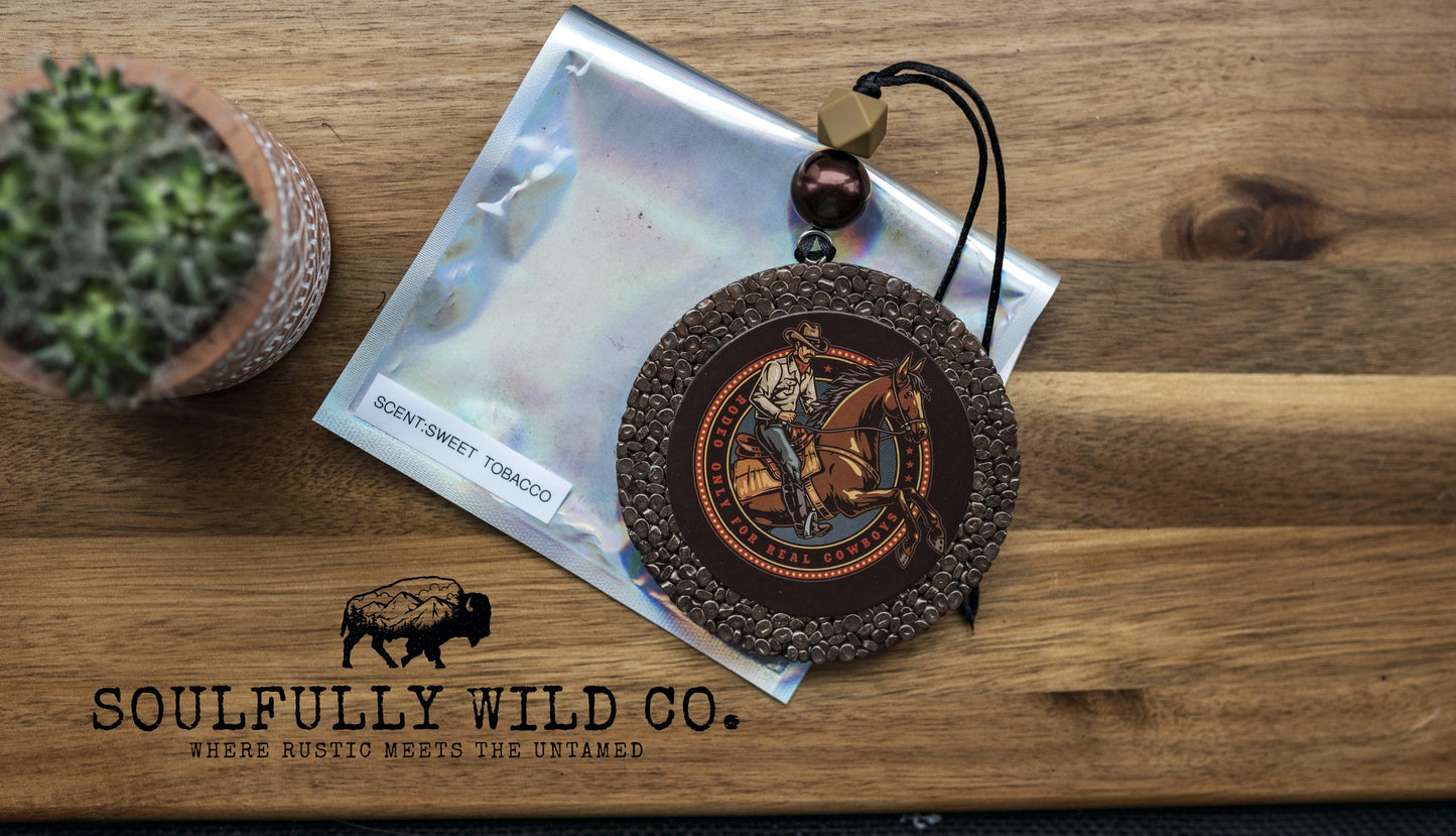 Soulful Air Freshener: Riding Cowboy "Sweet Tobacco" (Discounted)